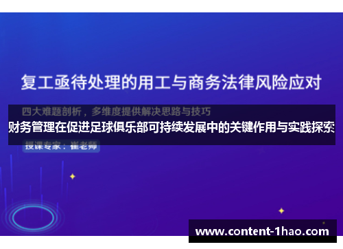 财务管理在促进足球俱乐部可持续发展中的关键作用与实践探索 财务管理在促进足球俱乐部可持续发展中的关键作用与实践探索